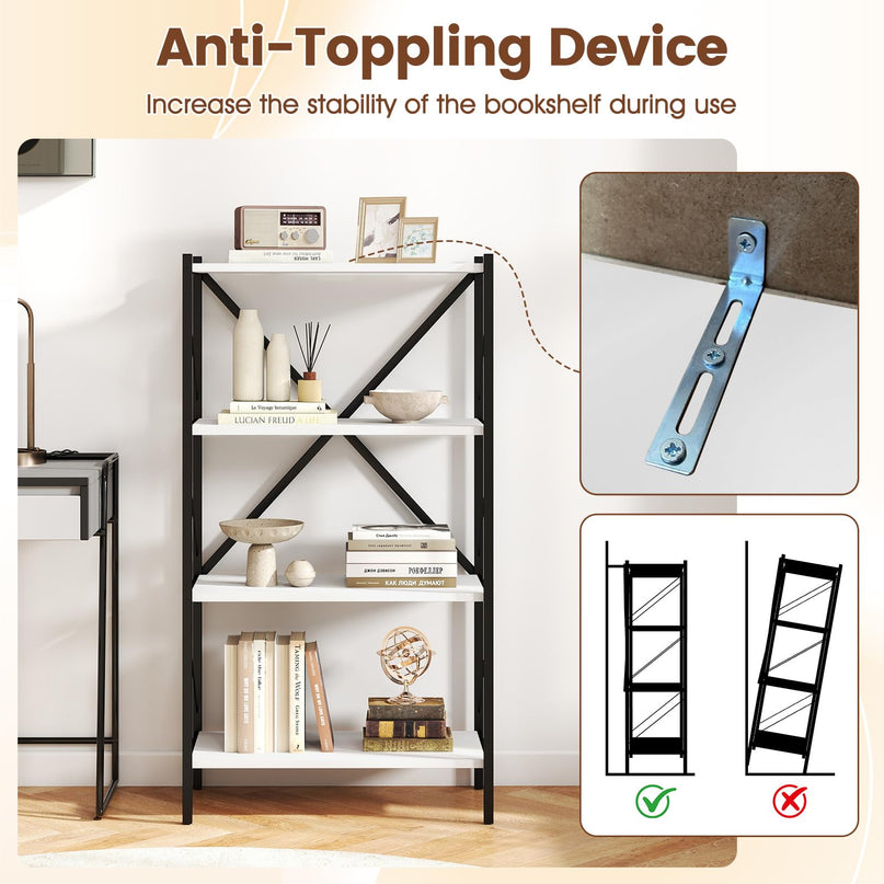 Giantex 3/4 Tier Bookshelf with Heavy-Duty Metal Frame
