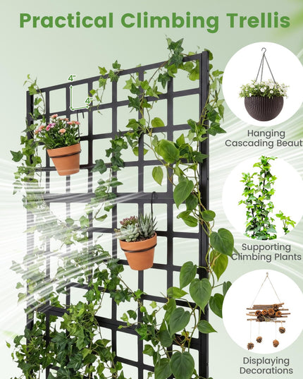 Giantex 36" x 16" x 77" Metal Raised Garden Bed with Trellis