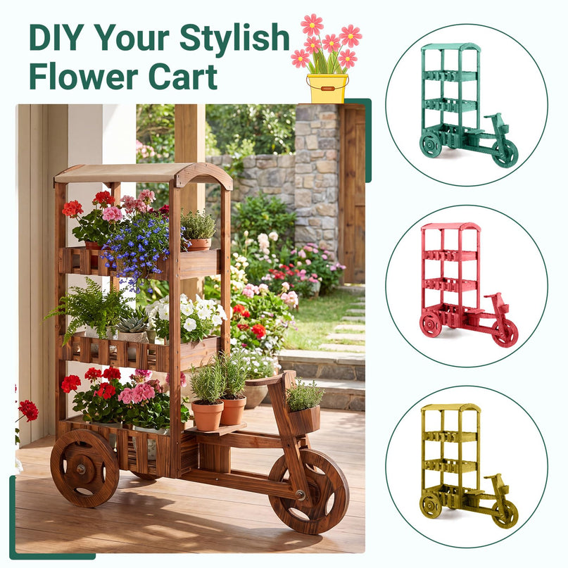 GIANTEX 3-Tier Tricycle Plant Stand with Canopy