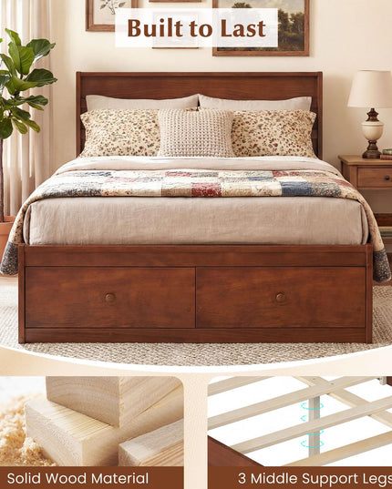 Cadre de lit Giantex pour lit double/simple avec tiroirs de rangement