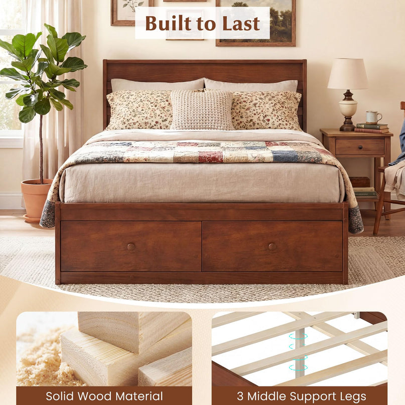 Cadre de lit Giantex pour lit double/simple avec tiroirs de rangement