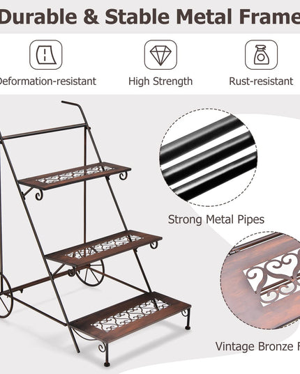 Giantex 3-Tier Metal Flower Cart