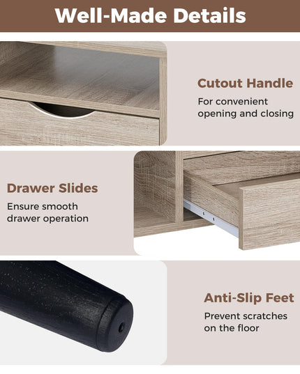 Table basse en bois Giantex avec tiroir de rangement, table de centre rustique de 36,5 pouces