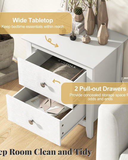 Giantex White and Black Nightstand