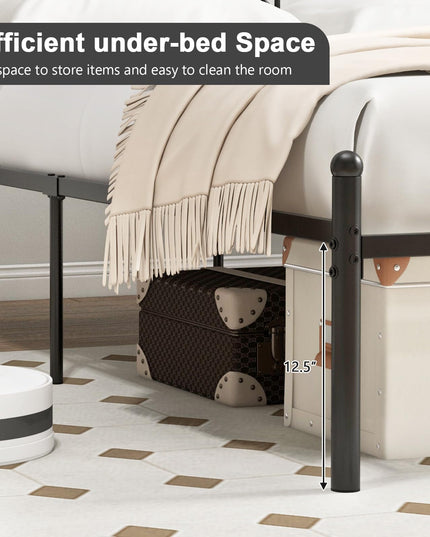 Giantex Metal Bed Frame with Victorian Style Headboard