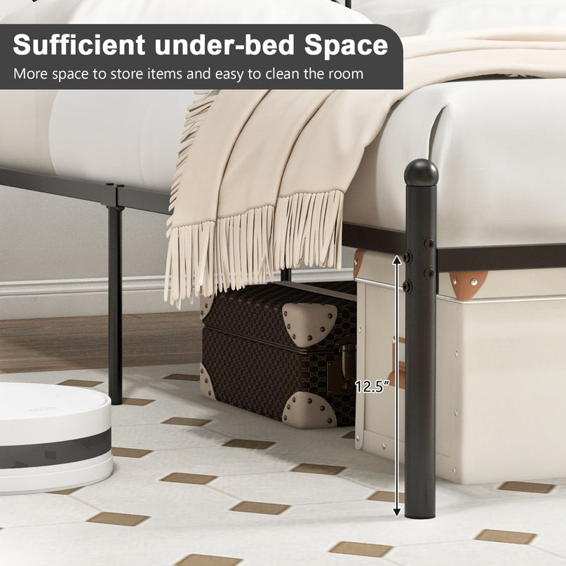Giantex Metal Bed Frame with Victorian Style Headboard