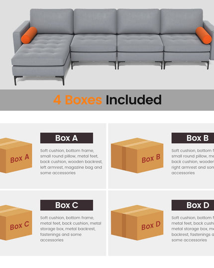 Giantex Sectional Sofa Couch, Convertible Sleeper with 2 or 1 USB Ports Socket