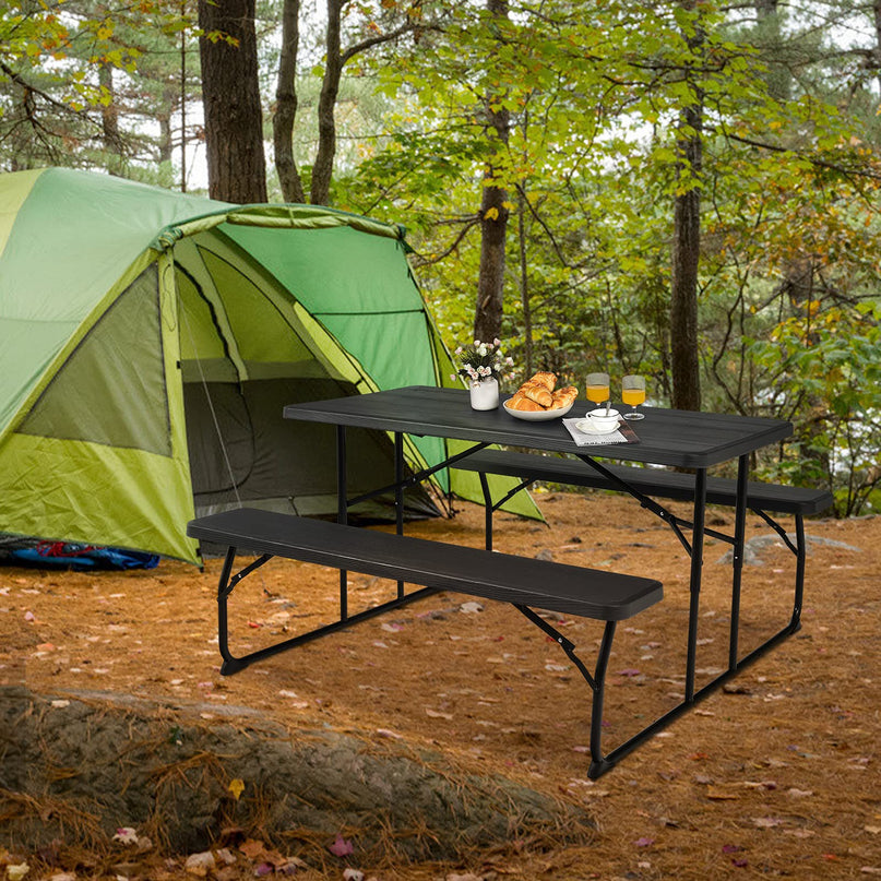 Giantex Folding Outdoor Dining Table Set, Large Camping Table for Patio Deck Lawn