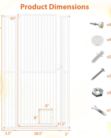 Giantex 67.5" Extra Tall Pet Gate for Large Dogs & Cats | Adjustable 30.5"–41" Wide