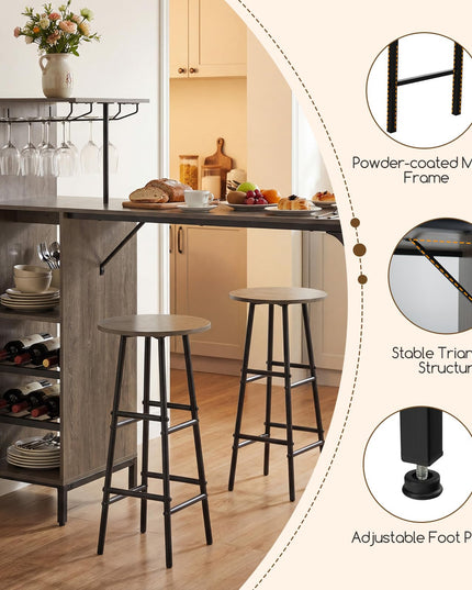 Giantex 3 Pieces Bar Table and Stools Set for Home