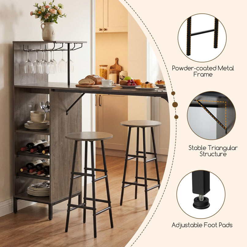 Ensemble table de bar et 2 tabourets Giantex pour la maison