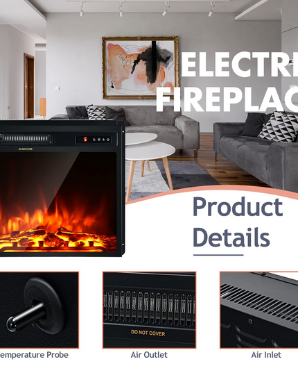 Giantex 18'' Electric Fireplace, Fireplace Inserts Electric Heater