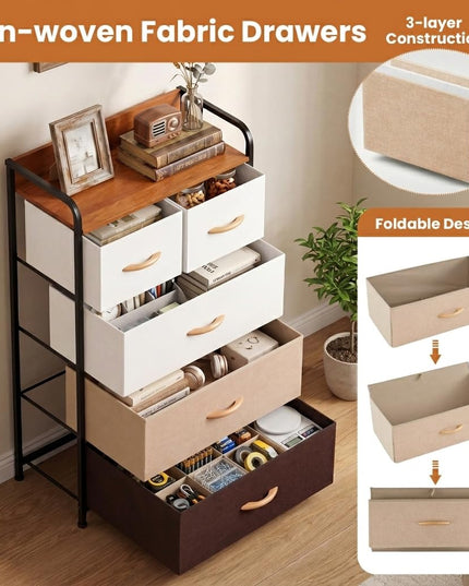 Giantex 5-Drawer Fabric Dresser for Nursery