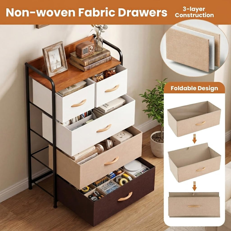 Giantex 5-Drawer Fabric Dresser for Nursery