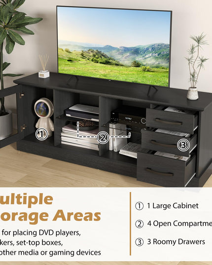Giantex TV Stand for TVs up to 73”, Entertainment Center w/Cable Management Holes, Drawers