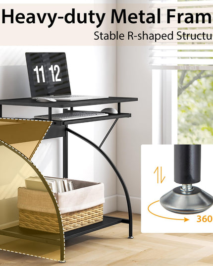 Giantex Computer Desk for Small Spaces, 27.5" Laptop Table with Pull-Out Keyboard Tray & Bottom Storage Shelf