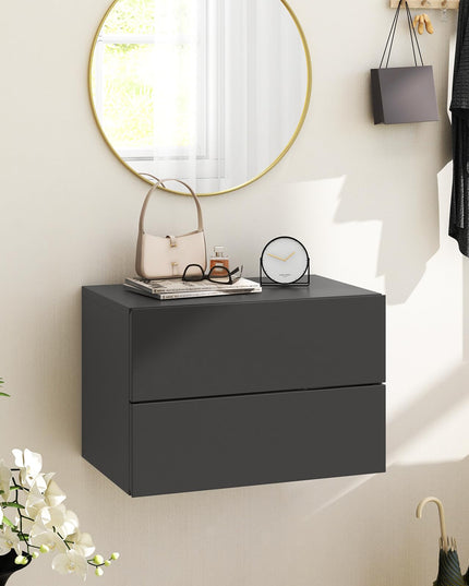 Giantex Floating Nightstand Set of 1/2, Wood Wall Mounted Nightstands