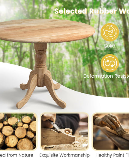 Giantex Wooden Dining Table, Dining Table with 40" D Round Tabletop & Curved Trestle Legs
