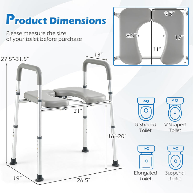 Giantex Raised Toilet Seat with Handles for Seniors