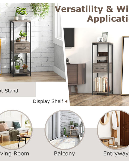 Giantex 3 Tier Tall Plant Stand Indoor, 36 Inch Corner Plant Holder with Drawer & Metal Frame