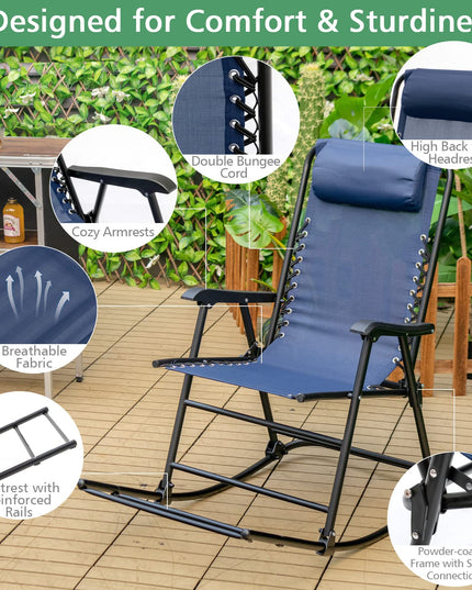 Giantex Rocking Camping Chair Folding - Outdoor Rocker Camping Chair