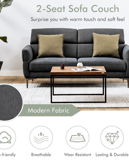 Giantex Couch, Upholstered Loveseat with Lift-up Headrest and Metal Legs