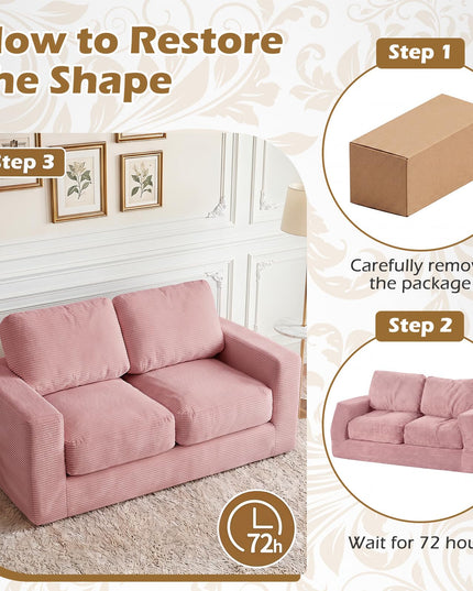 Giantex 2-Seater Floor Couch | Loveseat Foam Sofa with Removable Corduroy Cover