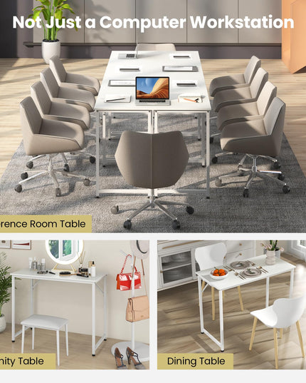 Giantex 6.5 FT Small Conference Table, 2 PCS 40" x 19.5" Rectangular Meeting Table with Heavy-Duty Metal Frame