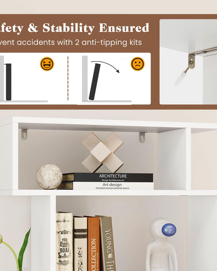 Giantex 6 Tier Geometric Bookshelf with 2 Anti Tipping Kits