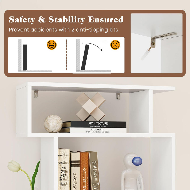 Giantex 6 Tier Geometric Bookshelf with 2 Anti Tipping Kits