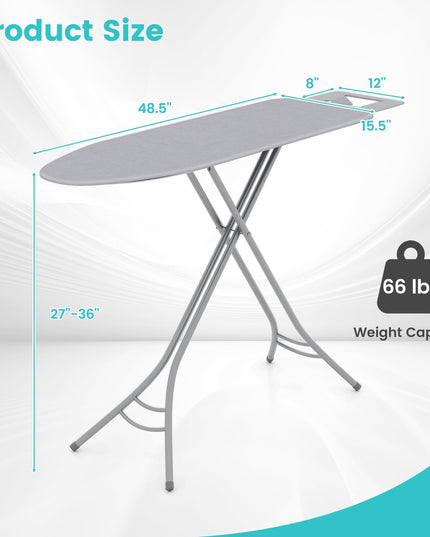 Giantex Foldable Ironing Board with Iron Rest, Heat Resistant Cover, 48.5" x 15.5" Ironing Surface, 27"-36" Adjustable Heights