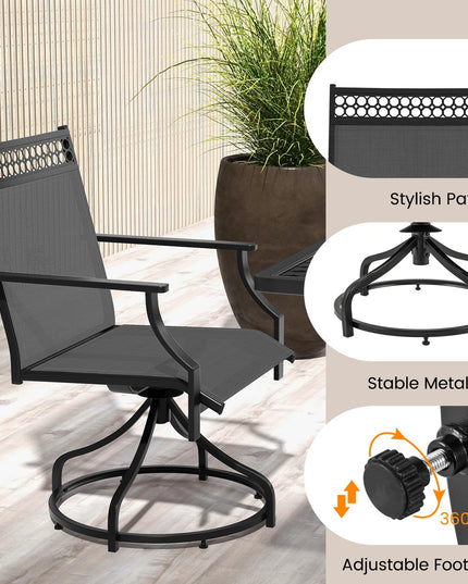 Giantex Swivel Outdoor Chairs,  Patio Dining Chairs, Round Steel Base