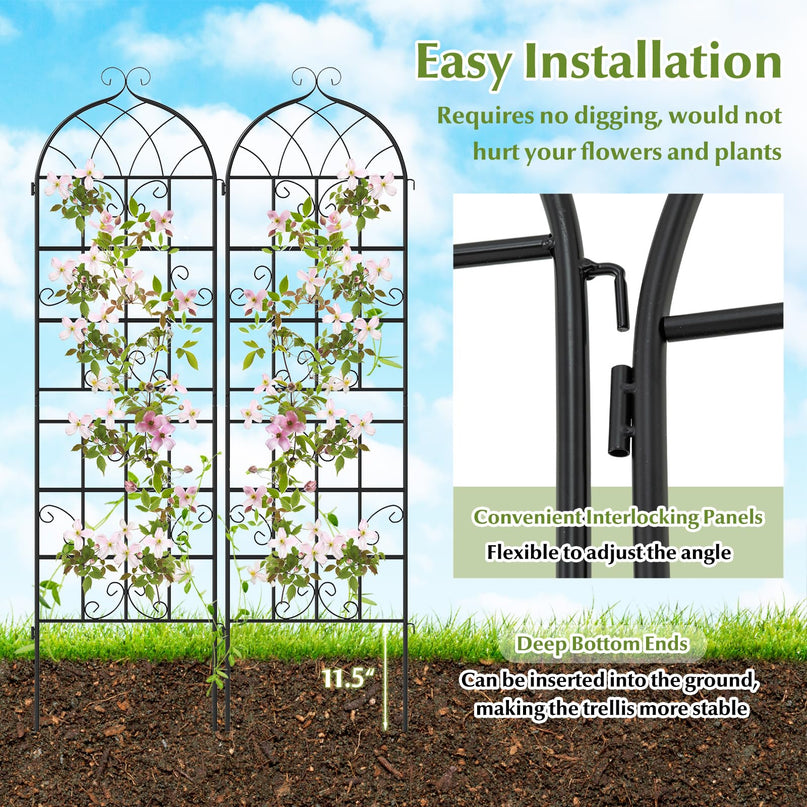 Giantex Treillis de jardin métallique de 180 cm x 50 cm pour plantes grimpantes d'extérieur (lot de 2/4)