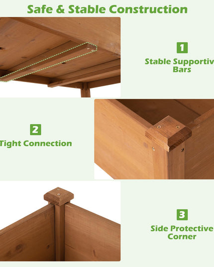 49" L x 23 W x 30 H Elevated Wood Planter Box with Protective Liner and Drain Hole