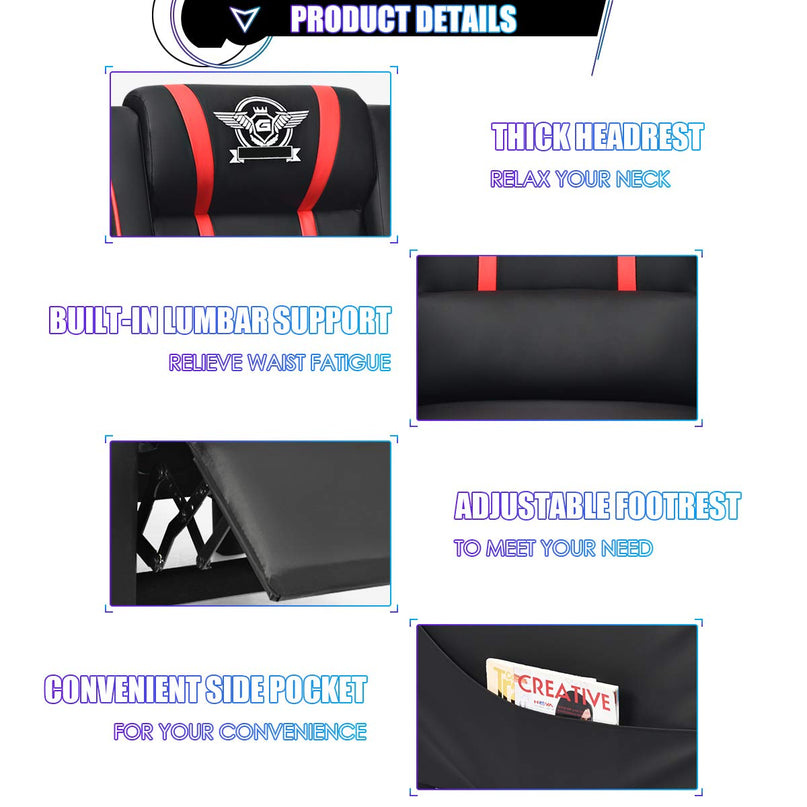 Gaming Recliner Chair, Racing Style Single Recliner Sofa - Giantex
