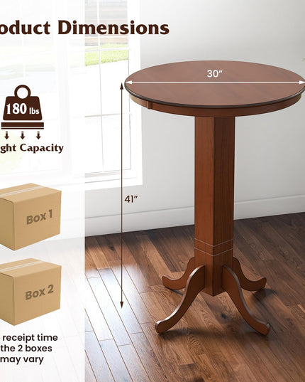 Giantex 30” Round Bar Table, Dining Table with Rubber Wood Frame