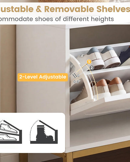Banc de rangement pour chaussures Giantex de 39,5 po de large avec 2 tiroirs basculants