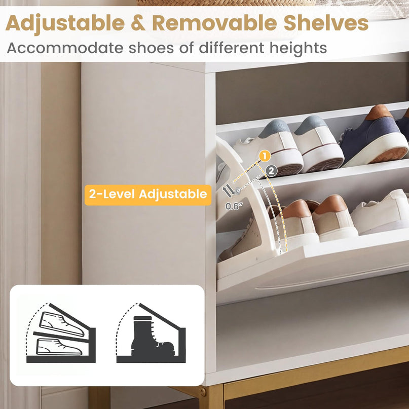 Banc de rangement pour chaussures Giantex de 39,5 po de large avec 2 tiroirs basculants