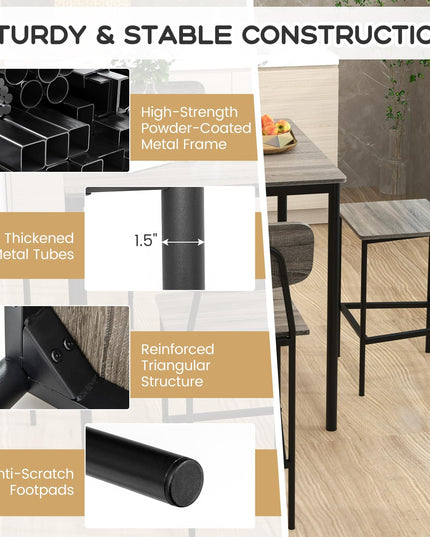 Giantex 5-Piece Dining Table Set W/Counter Height Table & 4 Bar Stools