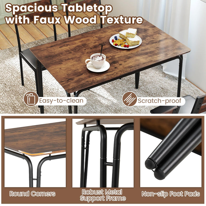 Giantex Ensemble de salle à manger 5 pièces pour 4 personnes (109 cm)