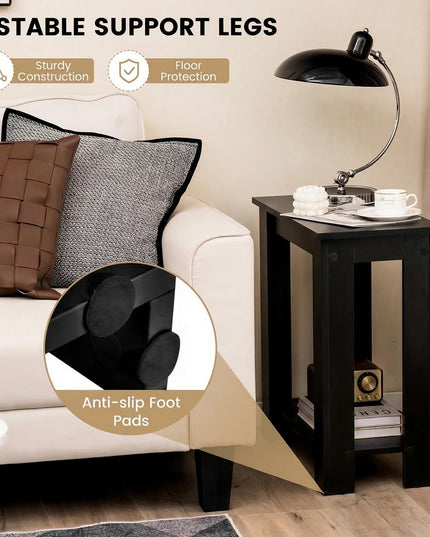 Giantex Narrow End Table | 2-Tier Side Table with Open Storage Shelf (1/2)