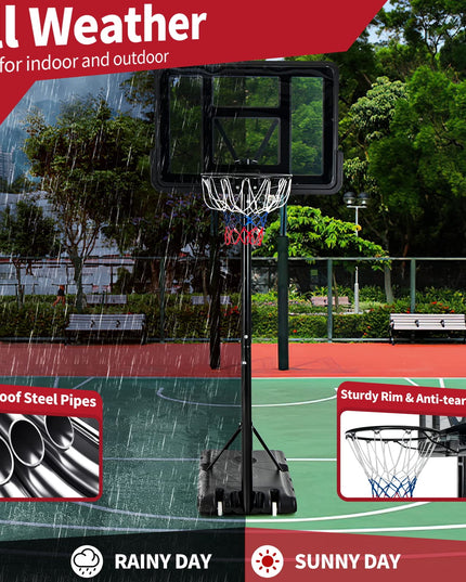 Giantex Portable Basketball Hoop Outdoor, 4.25-10ft Height Adjustable Basketball Goal System w/ 43.5" Shatterproof Backboard