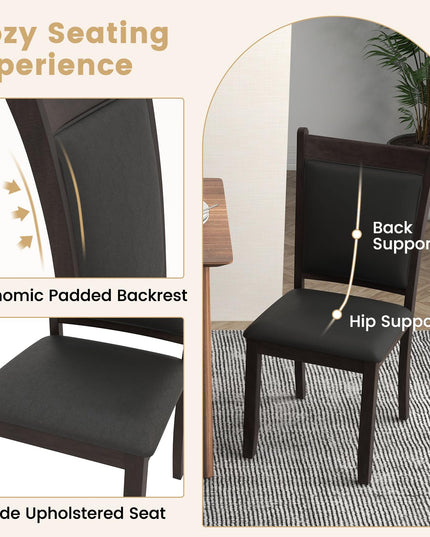 Giantex Wooden Dining Chairs Set, Modern Armless Kitchen Chairs w/Padded Backrest & Seat, Rubber Wood Frame