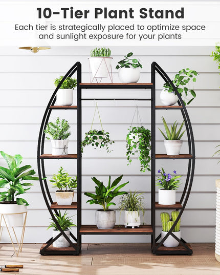 Giantex Plant Stand Indoor with Grow Lights 10-Tier 63" Tall Metal Plant Shelf