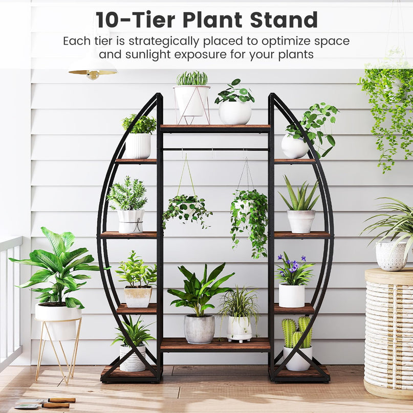 Giantex Plant Stand Indoor with Grow Lights 10-Tier 63" Tall Metal Plant Shelf