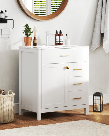Giantex 30” Bathroom Vanity with Sink, Ceramic Basin Combo with 2 Drawers, 1 Door, 1 Flip-Out Drawer