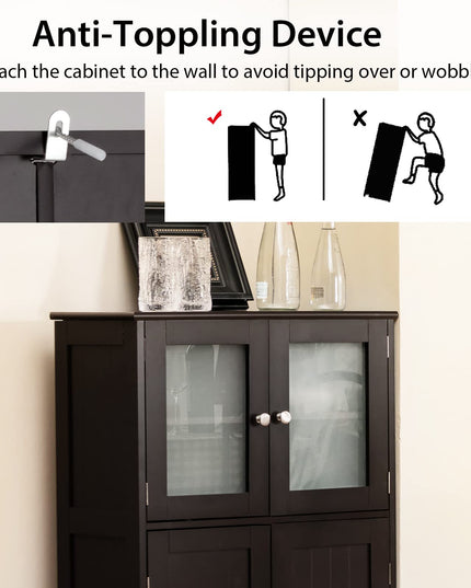 Giantex Storage Cabinet with Doors - Bathroom Floor Cabinet, Freestanding Tall Cabinet