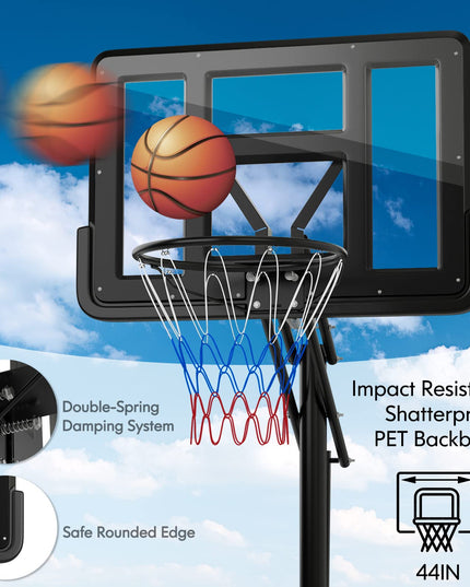 Outdoor  8-10Ft Height Adjustable Basketball Stand System - Giantex