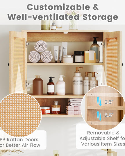 Giantex Rattan Bathroom Medicine Cabinet