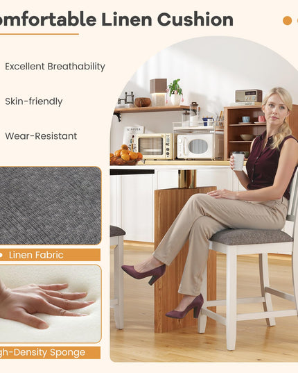 Giantex 24 Inch Modern Counter Height Stools with Footrest